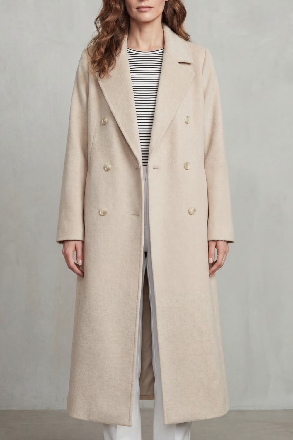 Oceane | Double Breasted Wool Blend Camel Coat — Apricot