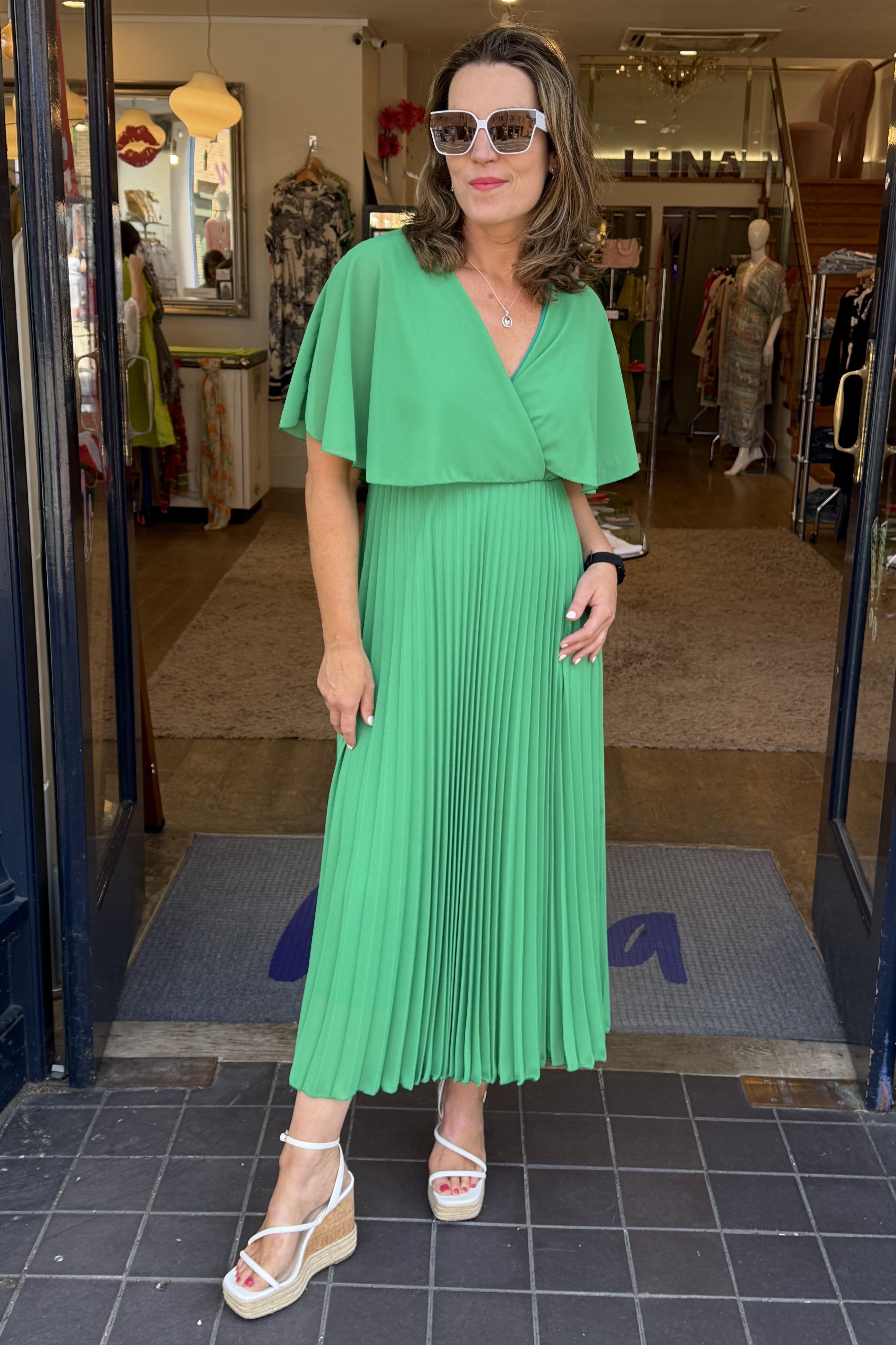 Penelope | Pleated Chiffon Midi Dress For Weddings & Occasions