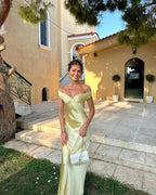 Juliette | Satin Cold-Shoulder Wedding Guest Dress