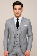 Forrest | Men's 3-Piece Suit Navy Black Grey Slim Fit Formal