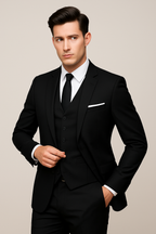 Forrest | Men's 3-Piece Suit Navy Black Grey Slim Fit Formal