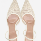 Arabella | Embroidered Mesh Mule Heels Pointed Toe Wedding Guest