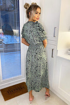 Nadia | Animal Print Pleat Frill Midi Dress