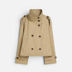 Liliana | Belted Funnel Neck Short Trench Coat