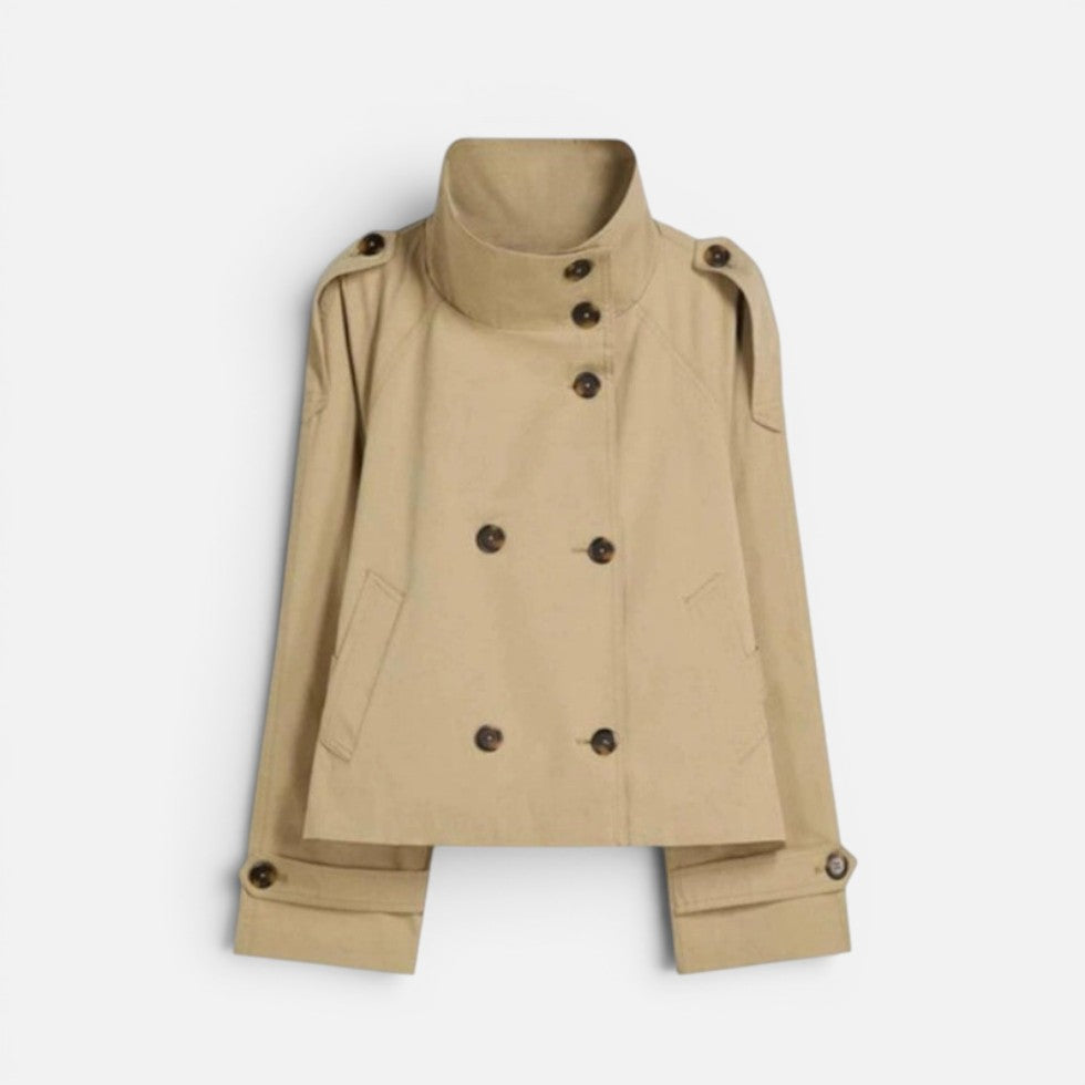 Liliana | Belted Funnel Neck Short Trench Coat