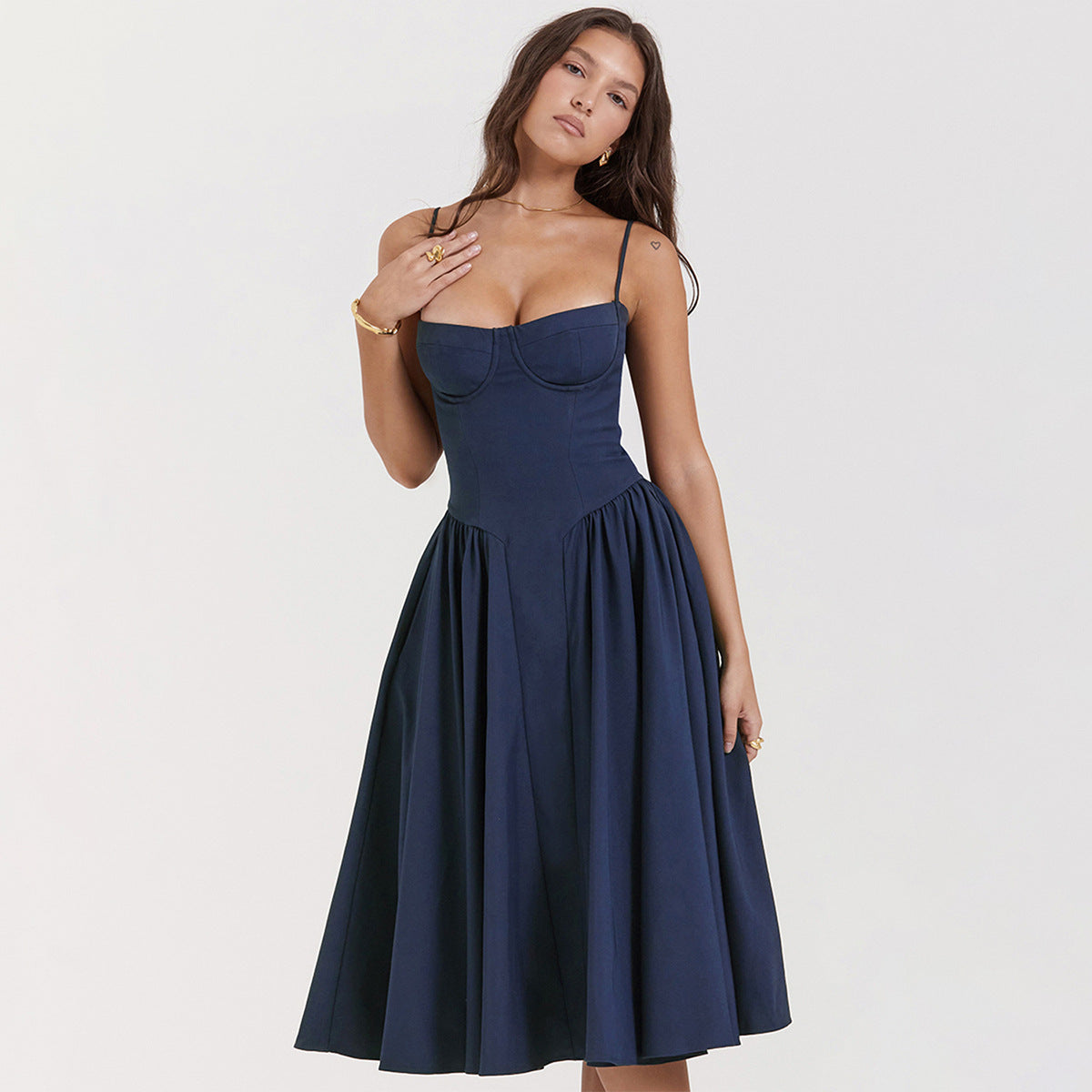 Mirabelle | Corset Adjustable Spaghetti Strap Midi Dress