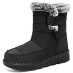 Marguerite | Warm Faux Fur Low Heel Winter Boots Black — Black