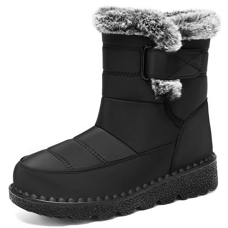 Marguerite | Warm Faux Fur Low Heel Winter Boots Black — Black