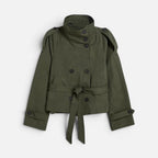 Liliana | Belted Funnel Neck Short Trench Coat