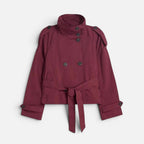 Liliana | Belted Funnel Neck Short Trench Coat