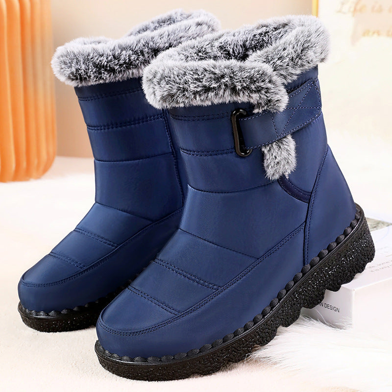 Marguerite | Warm Faux Fur Low Heel Winter Boots Black