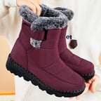 Marguerite | Warm Faux Fur Low Heel Winter Boots Black