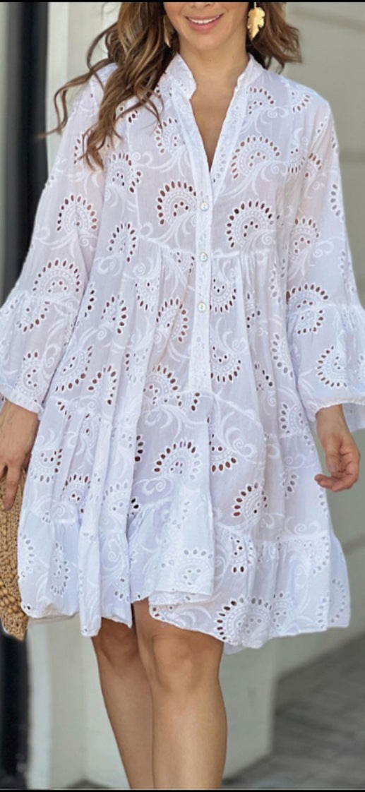 Ophelia | Tiered Balloon Sleeve Mini Dress for Summer Occasions
