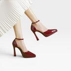 Quintessa | Patent Leather Pointed Toe Ankle Strap Pumps