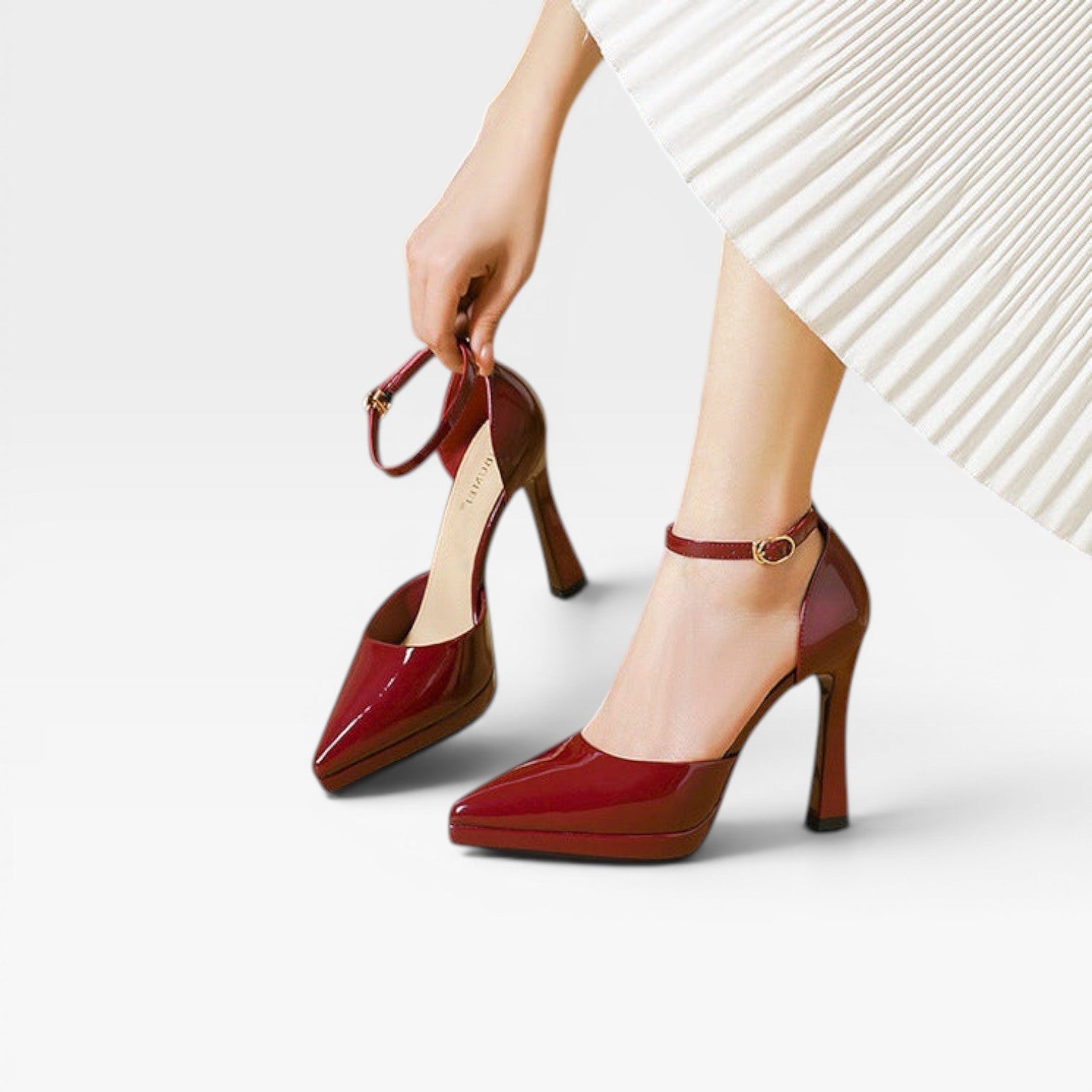 Quintessa | Patent Leather Pointed Toe Ankle Strap Pumps