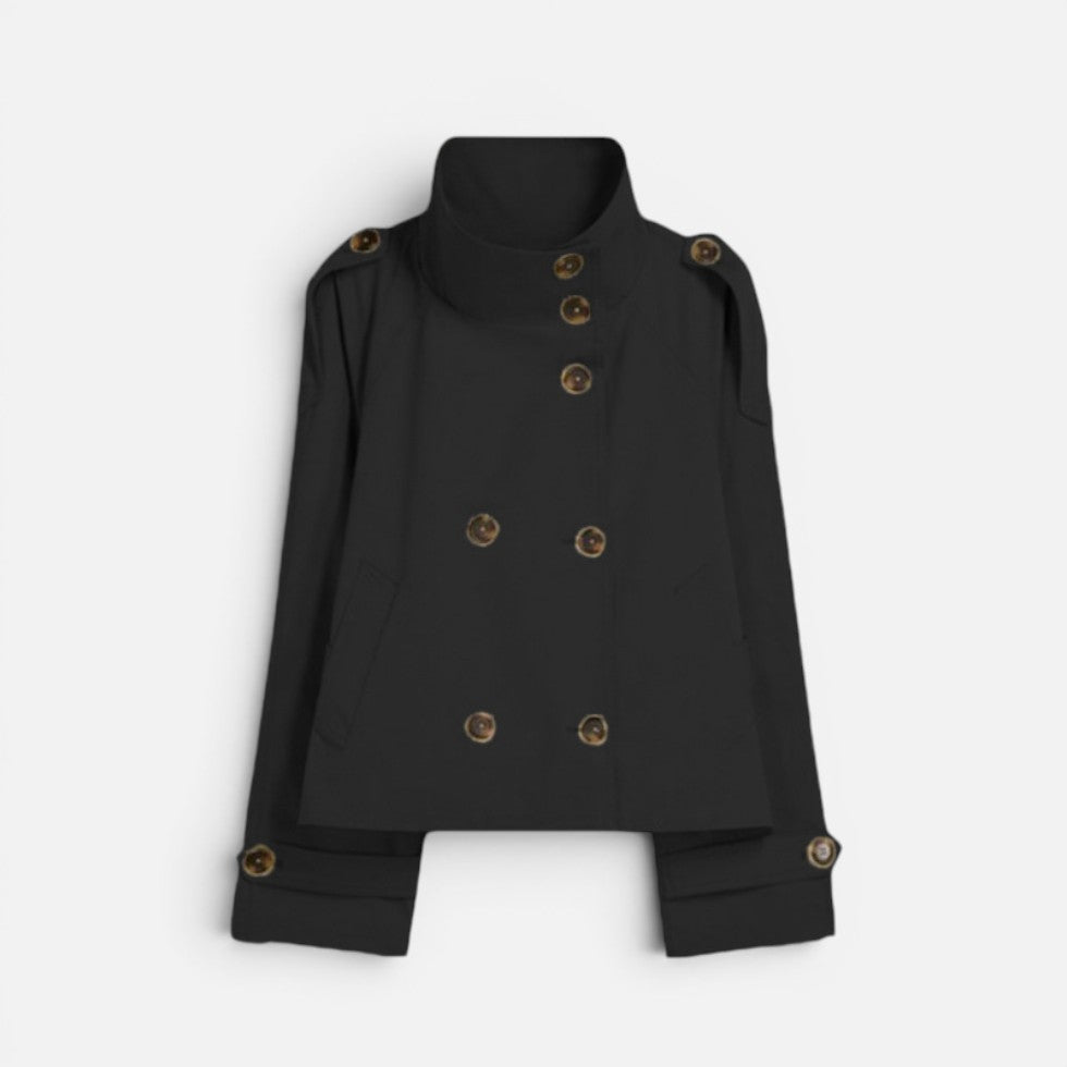 Liliana | Belted Funnel Neck Short Trench Coat