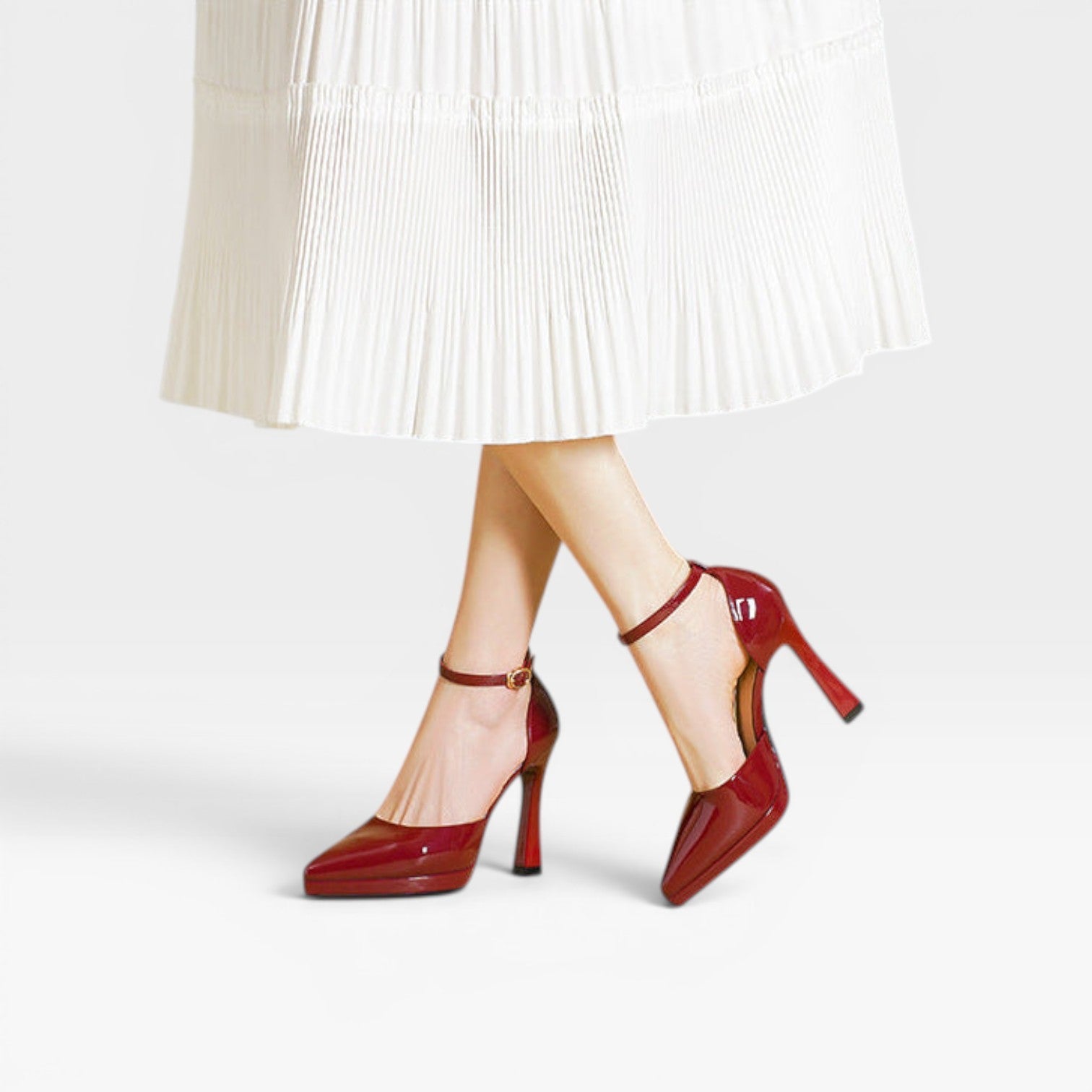 Quintessa | Patent Leather Pointed Toe Ankle Strap Pumps