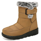 Marguerite | Warm Faux Fur Low Heel Winter Boots Black — Brown