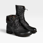 Philippa | Black Brown Leather Lace-Up Chelsea Combat Boots