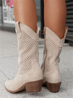 Esmee | Women's Perforated Western Cowboy Ankle Boots