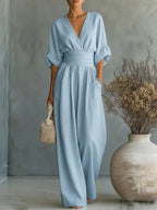 Romilly | Elegant V-Neck Jumpsuit For Work And Weekend