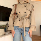 Liliana | Belted Funnel Neck Short Trench Coat