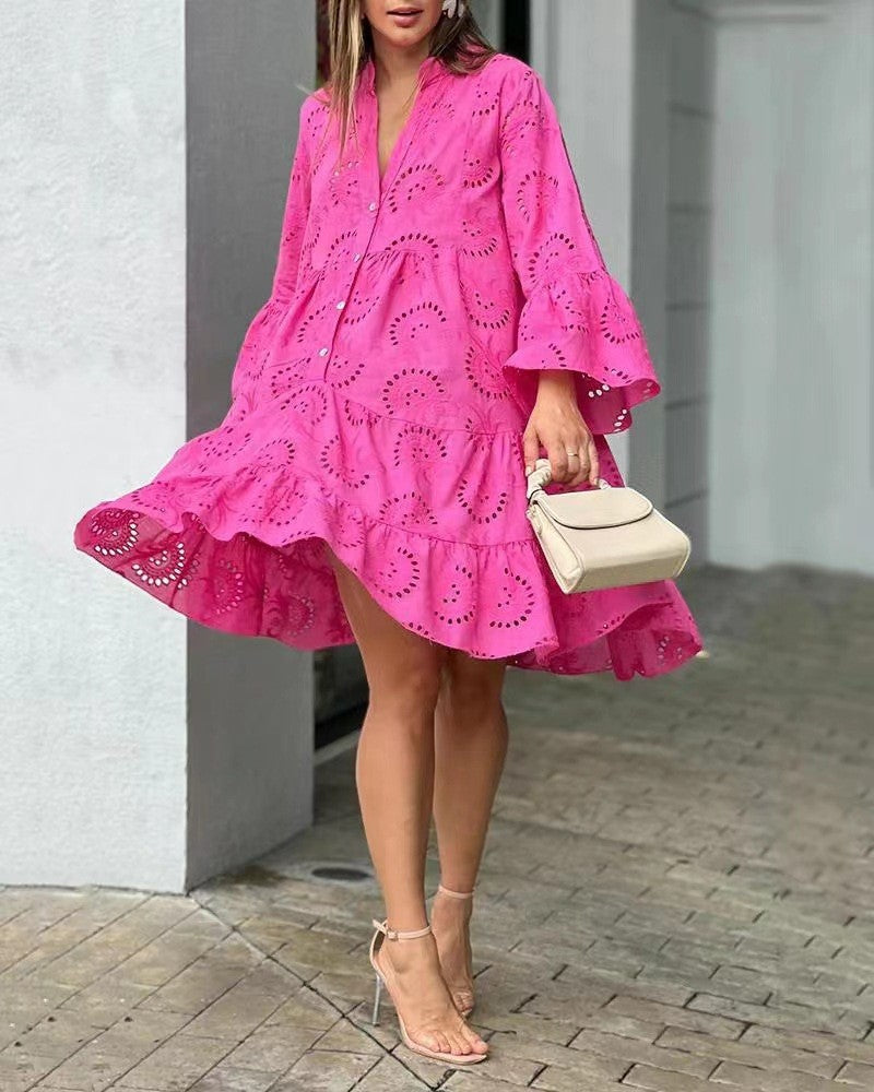 Ophelia | Tiered Balloon Sleeve Mini Dress for Summer Occasions