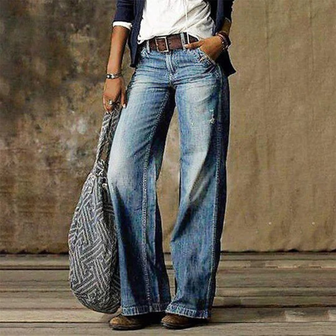 Celeste | High Waisted Wide Leg Pants For Women In Denim