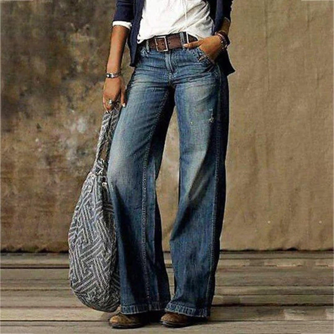 Celeste | High Waisted Wide Leg Pants For Women In Denim