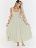 Nadia | Square Neck Structured A-Line Midi Dress