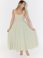 Nadia | Square Neck Structured A-Line Midi Dress