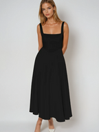 Nadia | Square Neck Structured A-Line Midi Dress