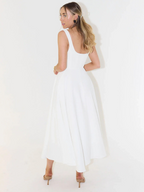 Nadia | Square Neck Structured A-Line Midi Dress