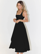 Nadia | Square Neck Structured A-Line Midi Dress