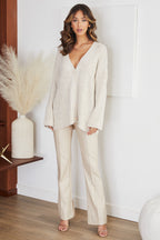 Lucinda | Faux Leather Jacket Style Tailored Straight Trousers