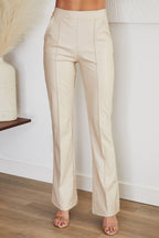 Lucinda | Faux Leather Jacket Style Tailored Straight Trousers