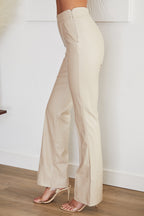 Lucinda | Faux Leather Jacket Style Tailored Straight Trousers