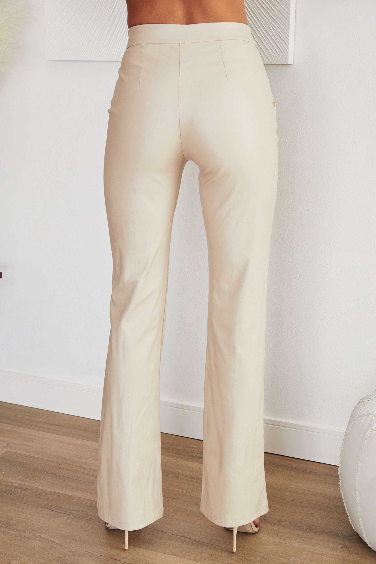Lucinda | Faux Leather Jacket Style Tailored Straight Trousers