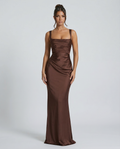 Giselle | Long Sleeve Satin Dress Maxi Evening Gown