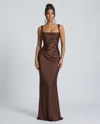 Giselle | Long Sleeve Satin Dress Maxi Evening Gown