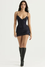 Fleur | Corset Mini Dress With Detachable Panel Satin Slip