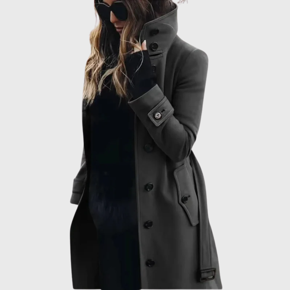 Seraphina | Black Longline Puffer Coat Long Winter — Dark Grey