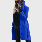 Seraphina | Black Longline Puffer Coat Long Winter — Blue