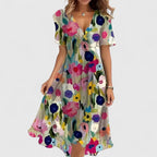 Violaine | Floral V-Neck Garden Party Midi Dress