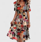 Violaine | Floral V-Neck Garden Party Midi Dress