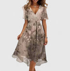 Violaine | Floral V-Neck Garden Party Midi Dress