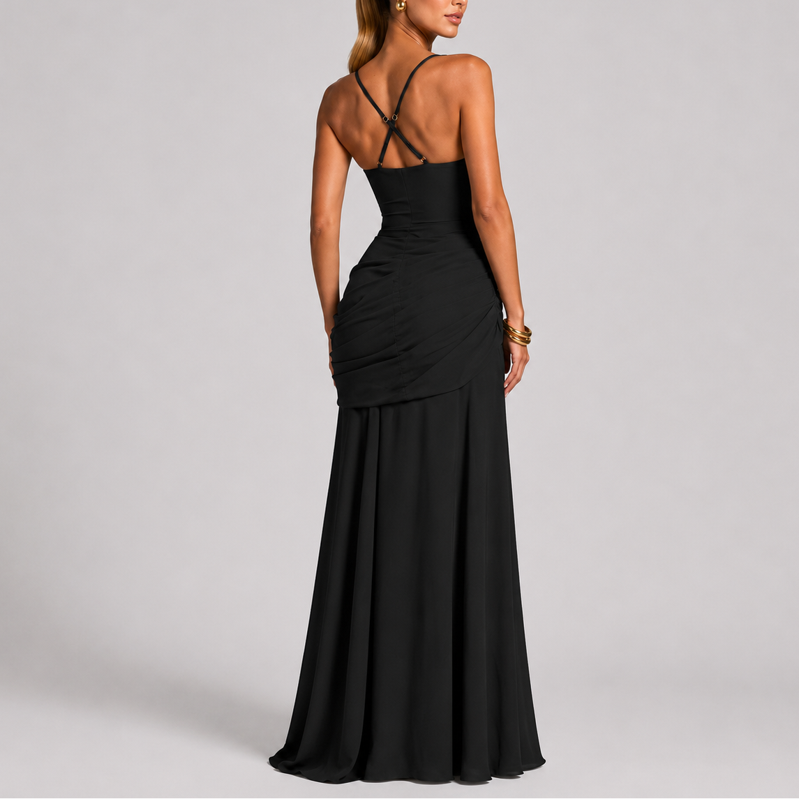Theodora | Elegant Dresses For Women Ruched Maxi Evening Gown