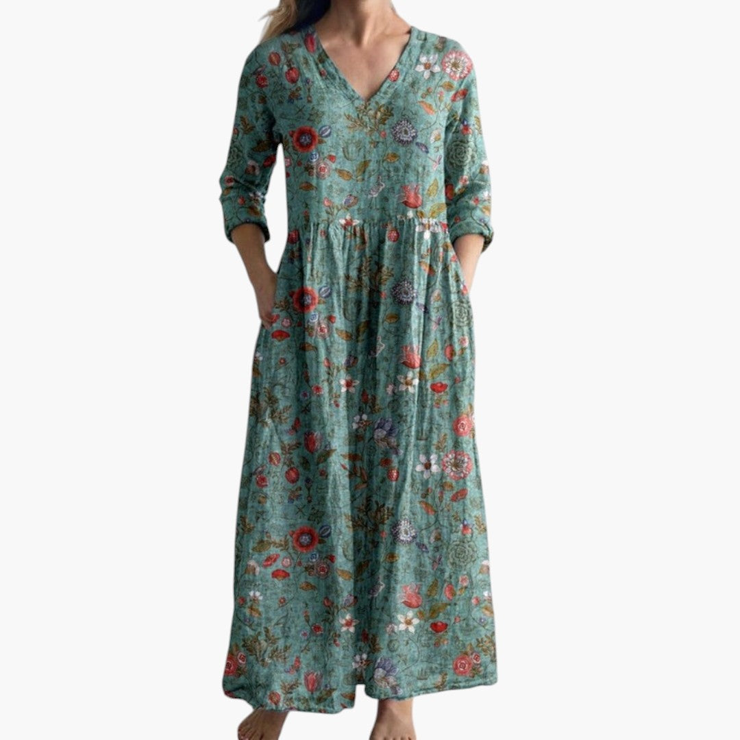 Clemence | Floral Summer Maxi Dress V-Neck Garden Party