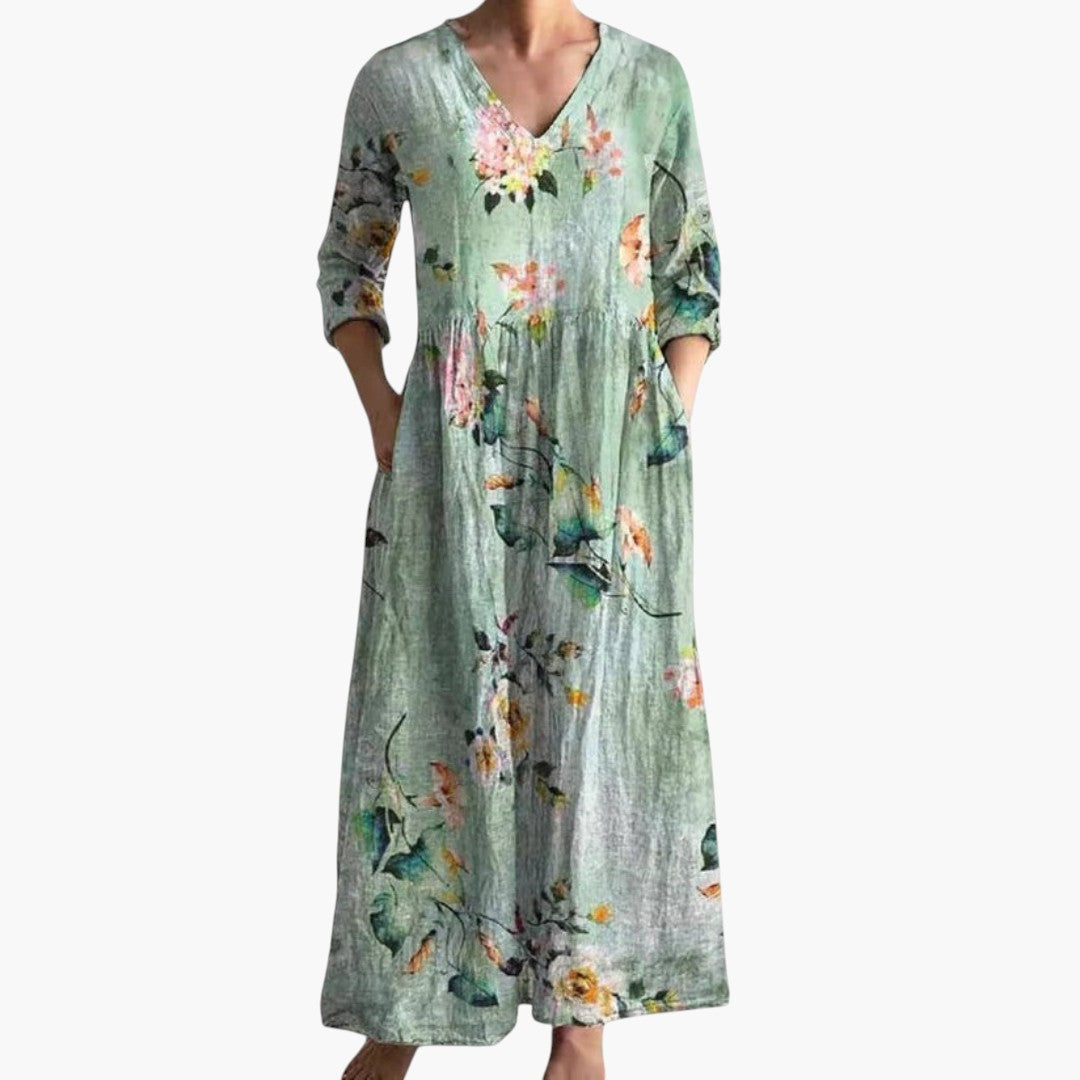 Clemence | Floral Summer Maxi Dress V-Neck Garden Party