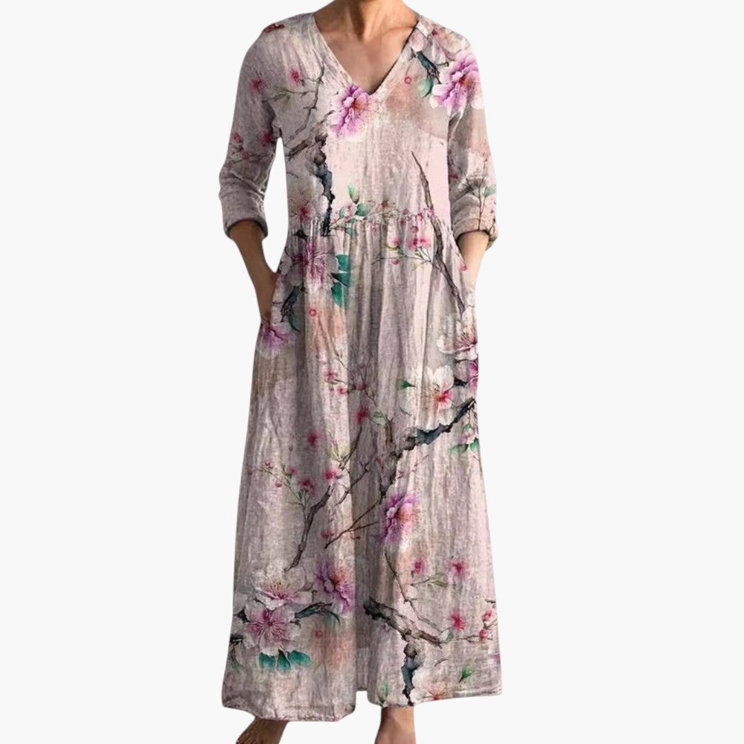 Clemence | Floral Summer Maxi Dress V-Neck Garden Party